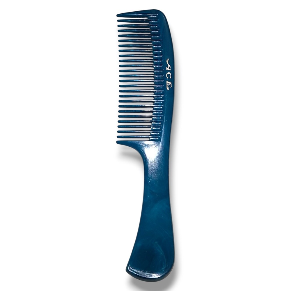 Vintage ACE Wide Tooth Detangling Comb Blue Handle Barber Salon Hair Comb